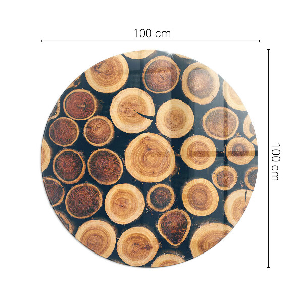 Runda glasskiva för öppen spis Låda med sågat trä