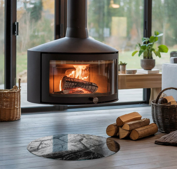 Runda golvskydd till eldstäder Naturligt stenmönster