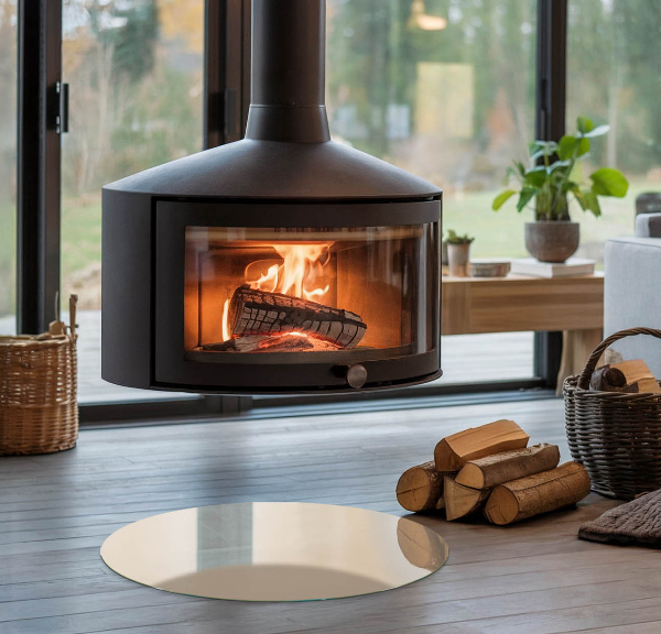 Runda glasskiva för öppen spis Färg Beige