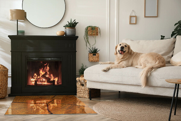 Rektangulär glasskiva under kamin Trädårringar i tvärsnitt