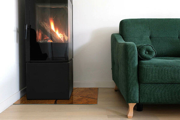 Rektangulär glasskiva under kamin Trädårringar i tvärsnitt