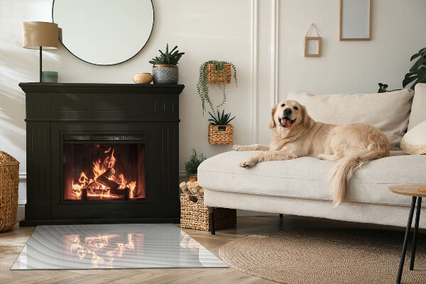 Rektangulär glasskiva framför öppen spis Vågor av mjuka linjer