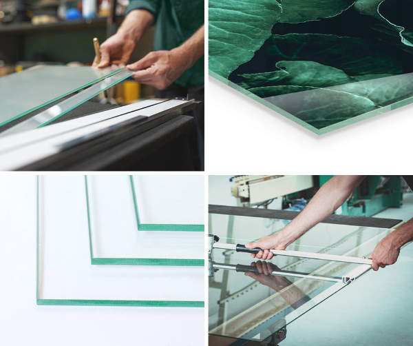 Rektangulär glasskiva under kamin Mönster av keramiska kakelplattor