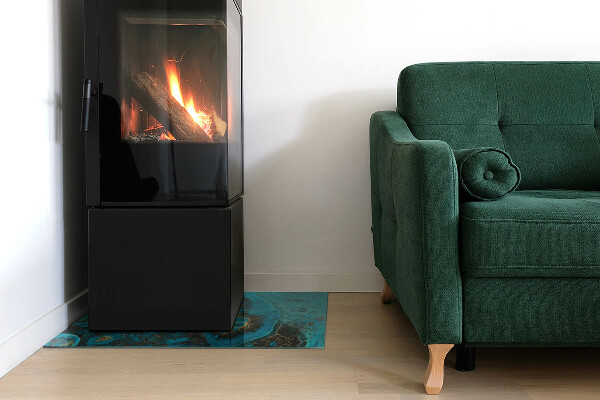 Rektangulär glasskiva under braskamin Abstrakt organiskt mönster