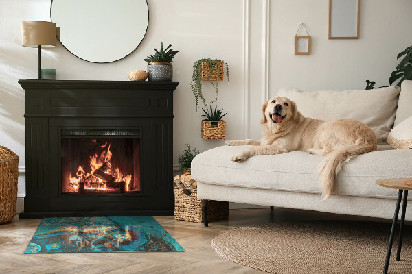 Rektangulär glasskiva under braskamin Abstrakt organiskt mönster