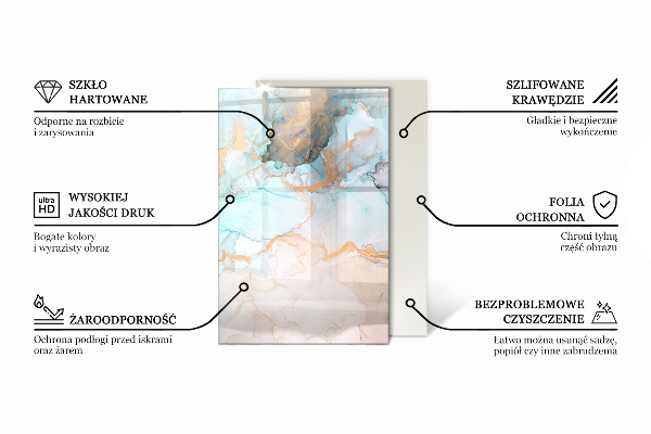 Rektangulär glasskiva under kamin Träplankor i mönster