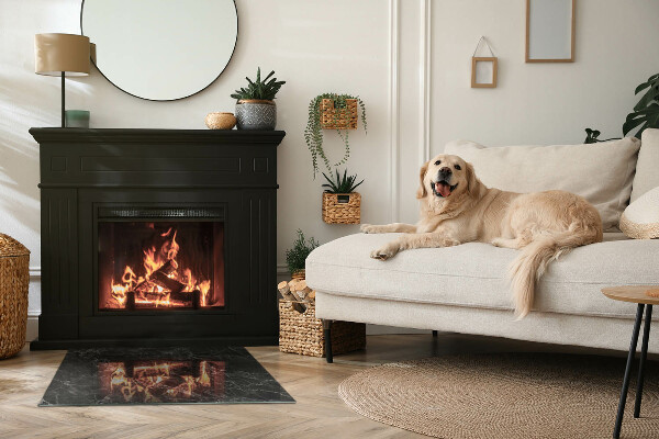 Rektangulär glasskiva under braskamin Elegant marmormönster