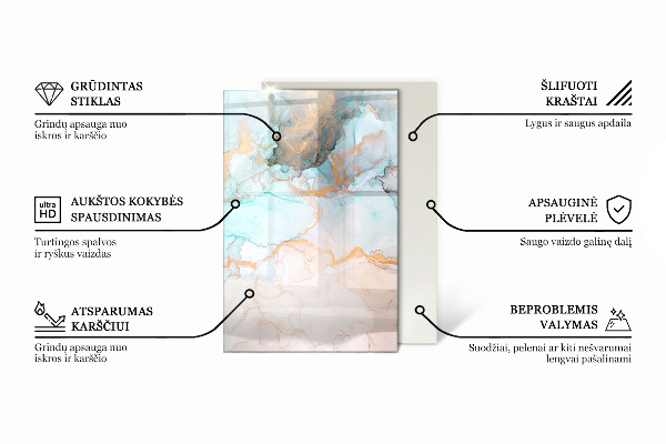 Rektangulär glasskiva framför öppen spis Naturligt stenmönster