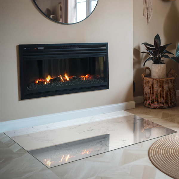 Rektangulär glasskiva under kamin Marmormönster med ådringar