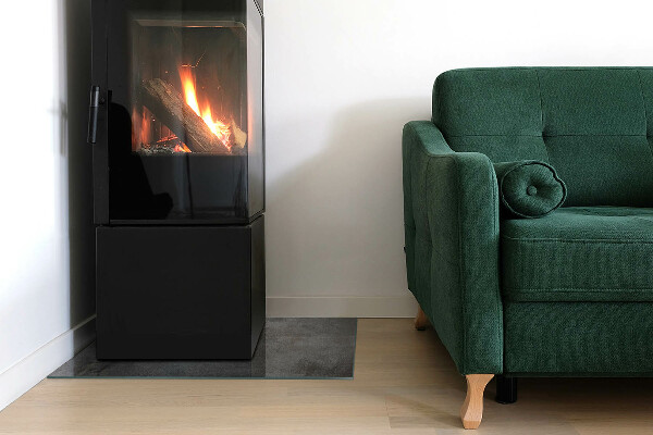 Rektangulär glasskiva under kamin Rå ytstruktur