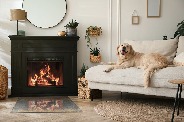 Rektangulär glasskiva under kamin Abstrakt strukturmönster