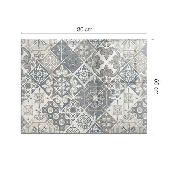 Rektangulär glasskiva framför öppen spis Dekorativt mosaikmönster