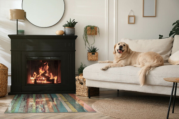 Rektangulär glasskiva under kamin Plankor i olika nyanser