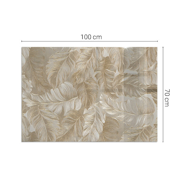 Rektangulär glasskiva under kamin Löv i subtila mönster