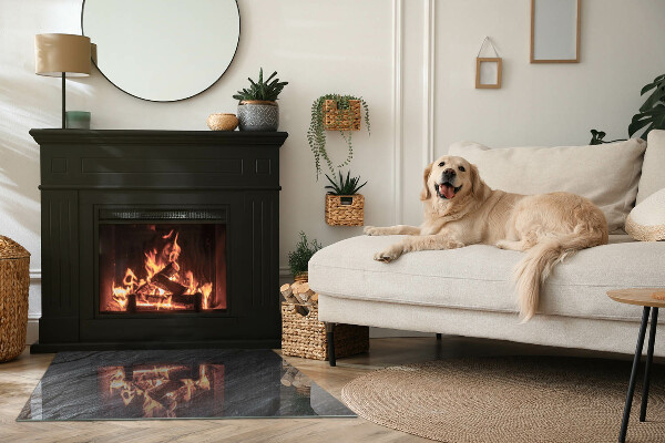 Rektangulär glasskiva under braskamin Stenytans struktur