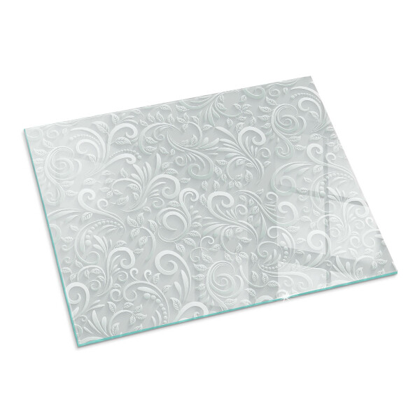 Rektangulär glasskiva under kamin Elegant växtmönster