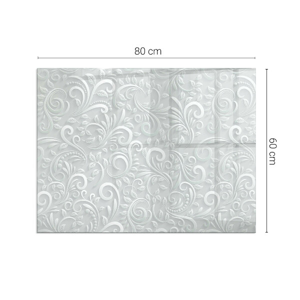 Rektangulär glasskiva under kamin Elegant växtmönster