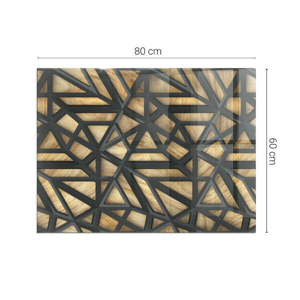 Rektangulär glasskiva framför öppen spis Geometri med trä