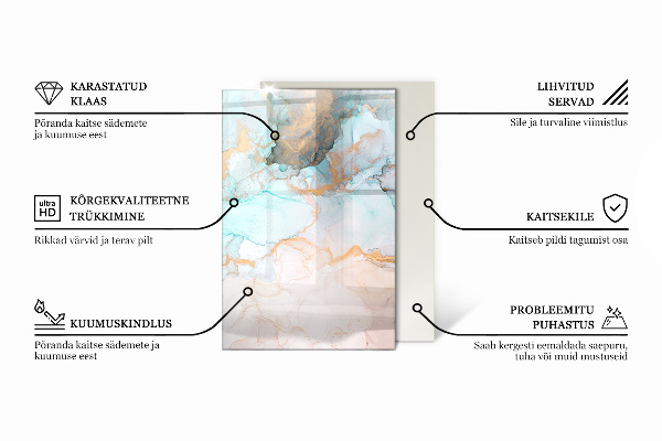 Rektangulär glasskiva under kamin Abstrakt geometriskt mönster