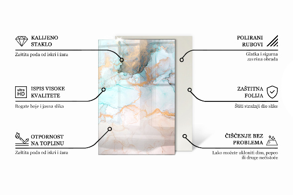 Rektangulär glasskiva under kamin Abstrakt geometriskt mönster