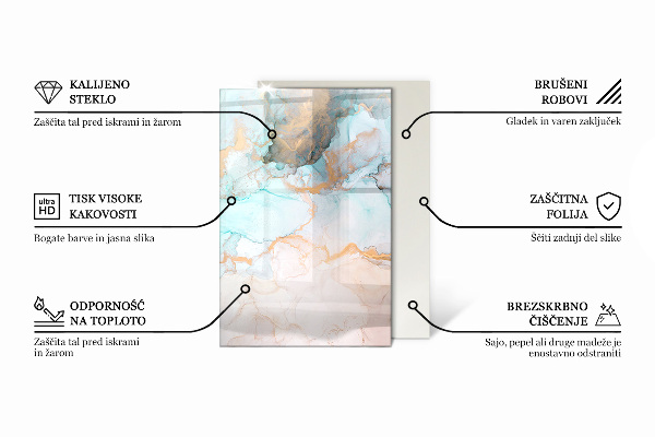 Rektangulär glasskiva under kamin Abstrakt geometriskt mönster