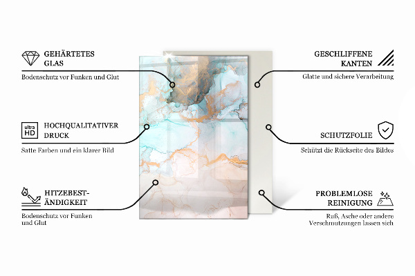 Rektangulär glasskiva under kamin Geometriskt 3D-mönster