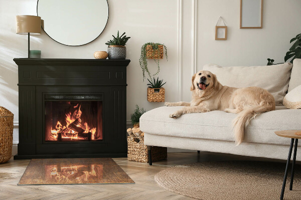 Rektangulär glasskiva under braskamin Roststruktur på bakgrund