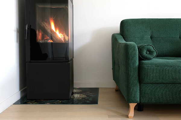 Rektangulär glasskiva under kamin Blommönster med fjärilar