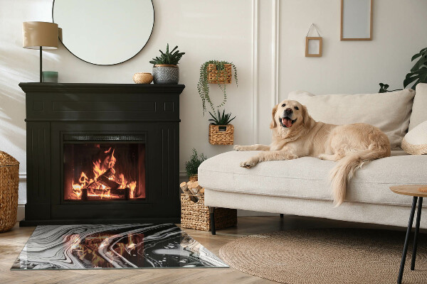 Rektangulär glasskiva under braskamin Abstrakta vågor och linjer