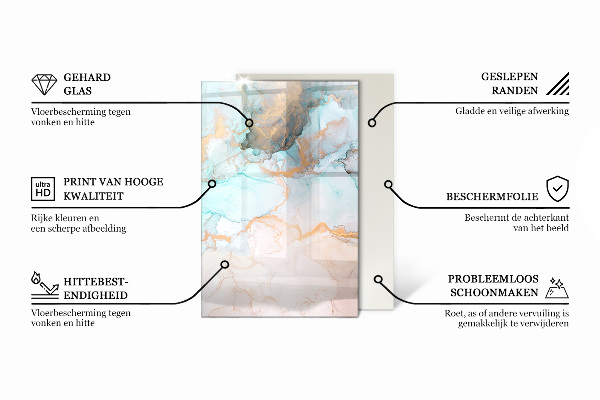 Rektangulär glasskiva under braskamin Abstrakt flytande mönster