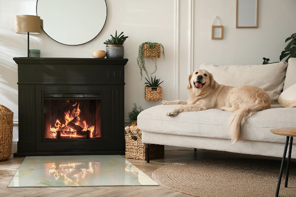 Rektangulär glasskiva under kamin Abstrakt marmormönster