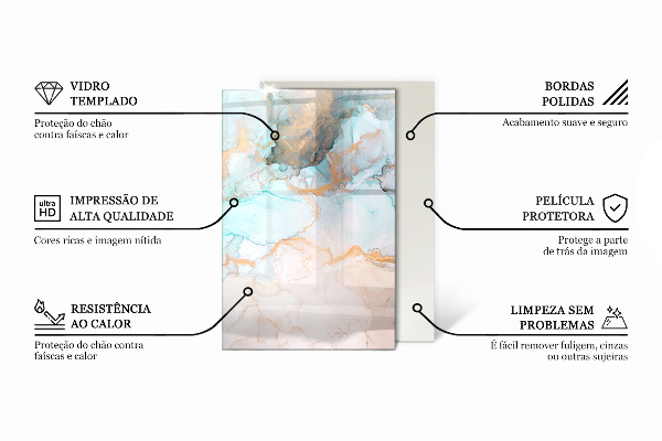 Rektangulär glasskiva under kamin Abstrakt marmormönster
