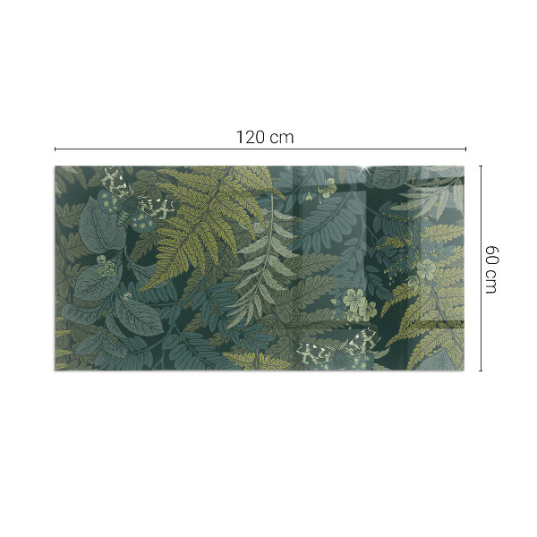 Rektangulär glasskiva framför öppen spis Växtmotiv med fjärilar