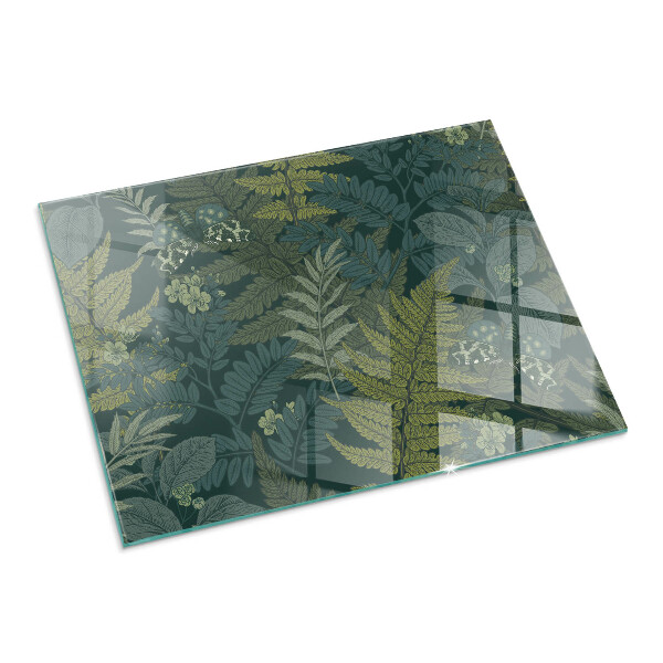 Rektangulär glasskiva framför öppen spis Växtmotiv med fjärilar