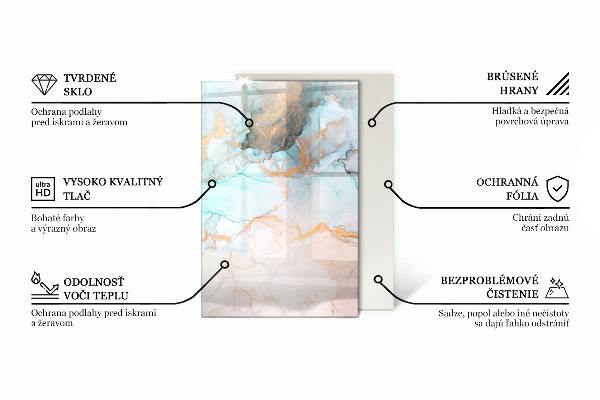Rektangulär glasskiva under kamin Tropiska blad i bakgrunden