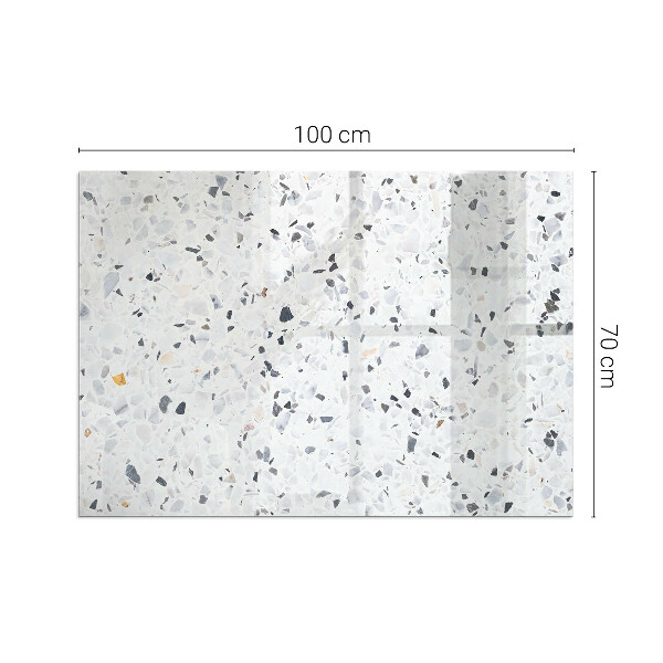 Rektangulär glasskiva under braskamin Stenmönster med små partiklar