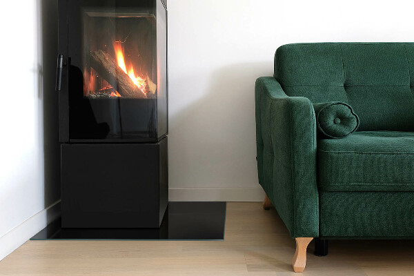 Rektangulär glasskiva under braskamin Färg Svart