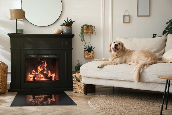 Rektangulär glasskiva under braskamin Färg Svart