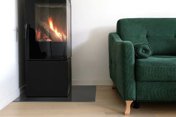 Rektangulär glasskiva under kamin Färg Gråbrun