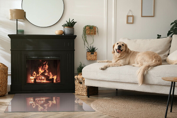 Rektangulär glasskiva under braskamin Färg Beige