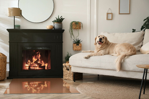 Rektangulär glasskiva under braskamin Färg Brun