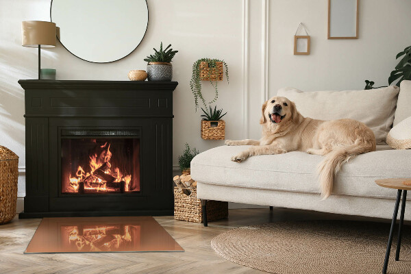 Rektangulär glasskiva under braskamin Färg Brun