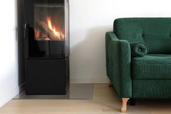 Rektangulär glasskiva under kamin Färg Brun