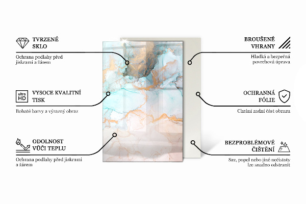 Rektangulär glasskiva under kamin Färg Beige