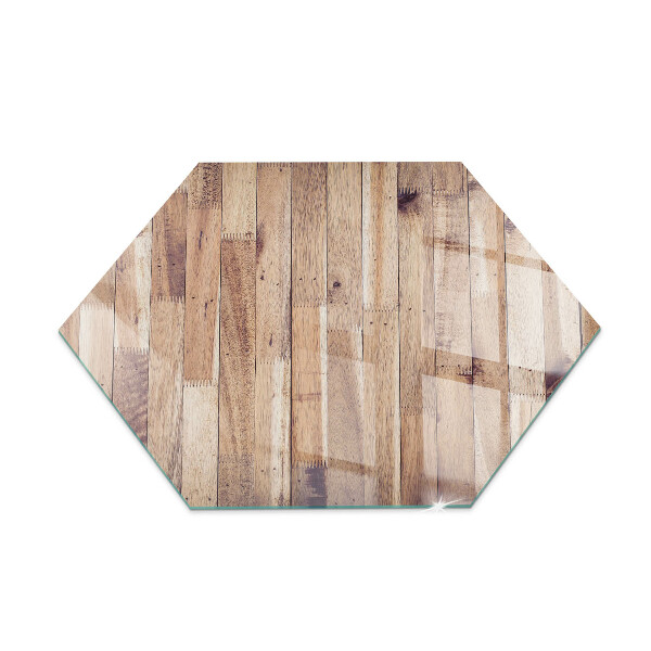 Sexhörning glasskiva för öppen spis Träplank i mönster