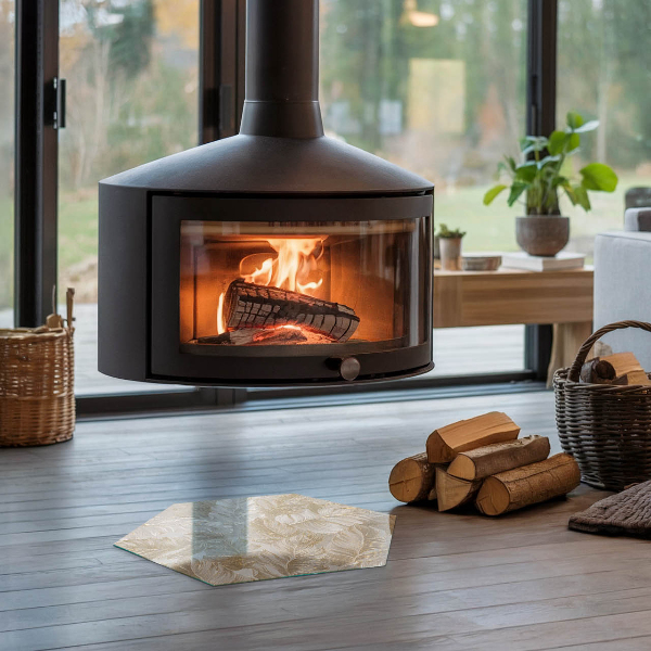 Sexhörning golvskydd till eldstäder Löv i subtila mönster