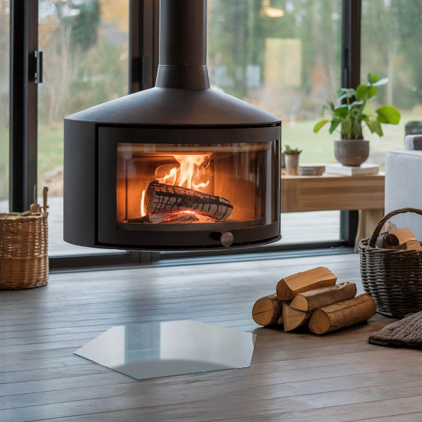 Sexhörning glasskiva för öppen spis Färg Grå