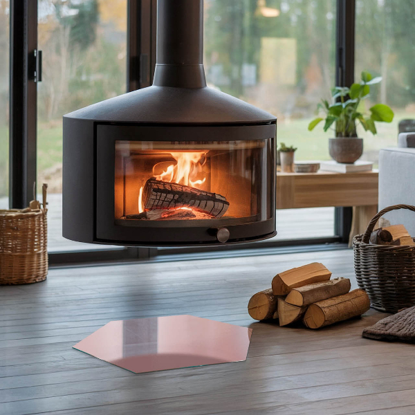 Sexhörning glasskiva under kamin Färg Rosa
